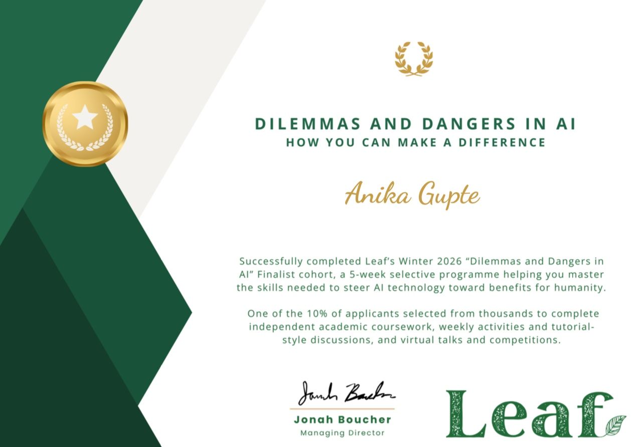 Leaf Certificate - Anika Gupte